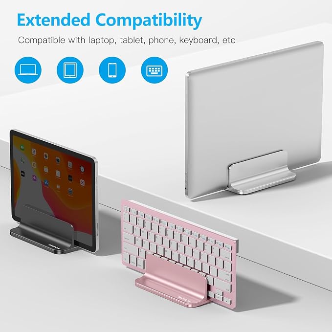 OMOTON Vertical Laptop Stand Holder, Desktop Aluminum Stand - Image 7