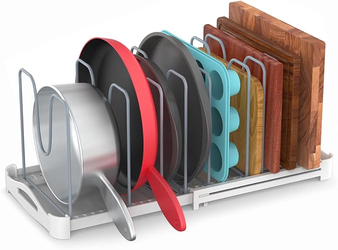 EVERIE Adjustable Bakeware Organizer Pot Lid Holder Rack by EVERIE