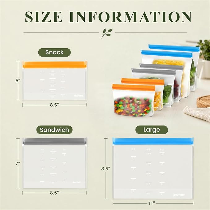 Dishwasher Safe Reusable Storage Bags Stand Up - Image 4