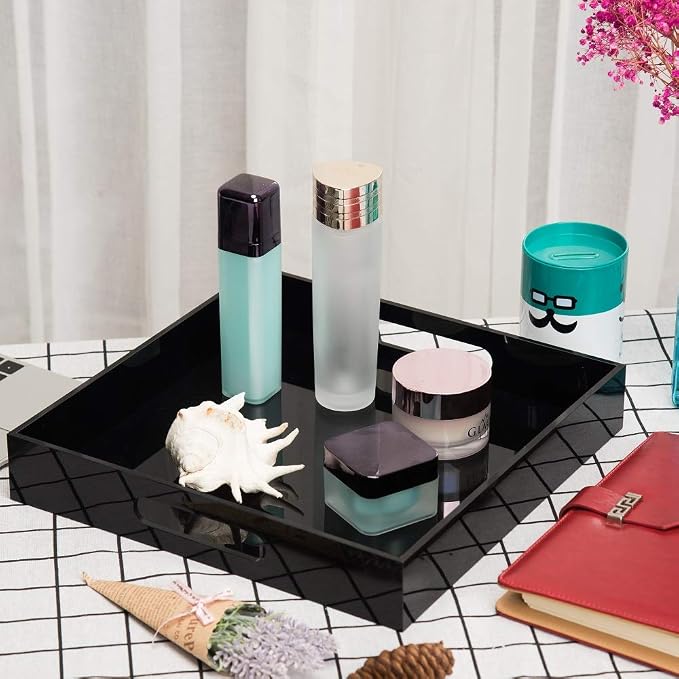 Glossy Black Sturdy Acrylic Serving Tray - Image 6