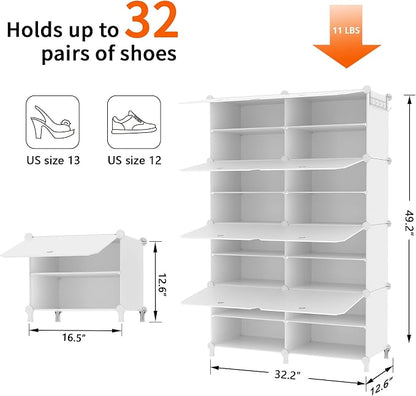 AWTATOS 8 Tiers Shoe Rack Organizer, 32 Pair Shoe Storage Cabinet - Image 3