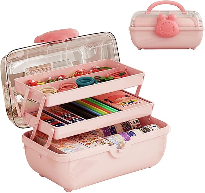 Cute Hair Accessories Organizer 3-Layers Kids Jewelry Storage Box Plastic Hair by GKWW