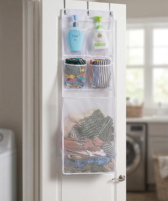 ALYER Multi-Scene Suitable Hanging Mesh Laundry Basket, Behind The Door Storage - Image 6