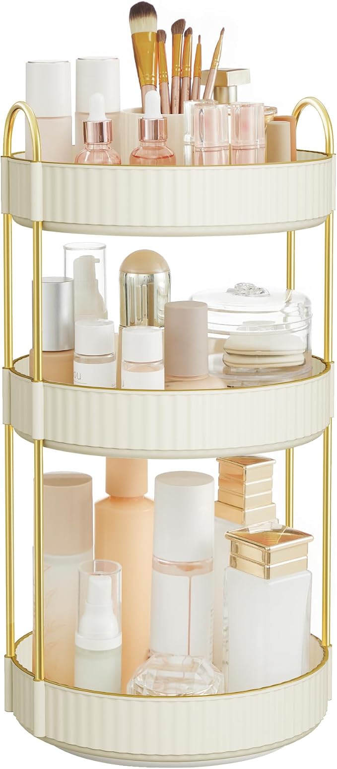 SONGMICS Makeup Organizer, 3-Tier Round Rotating Skincare Organizer Countertop by Unknown