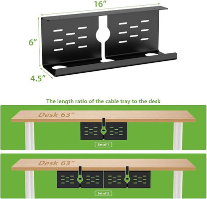 KEEGH 16" Under Desk Cable Management Tray, No Drill Clamp Mount, Desk Cord - Image 5