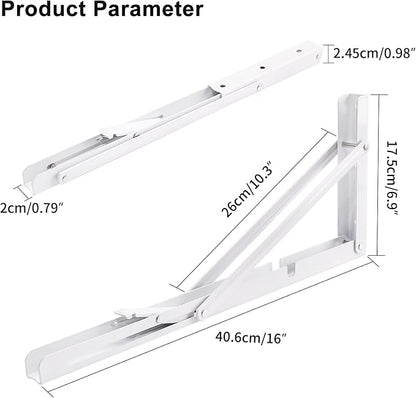 YUMORE Folding Shelf Brackets, 16 Inch Heavy Duty Collapsible Shelf Bracket - Image 2