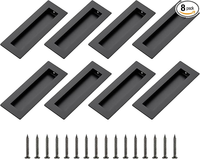 Ravinte 8 Pack Black Sliding Closet Door Handles Black Flush Pulls 5.9in Length by Ravinte