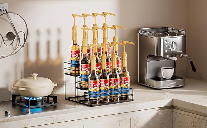 12 Bottle Capacity Coffee Syrup Organizer 3 Tier Coffee Syrup Stand Shelf - Image 5