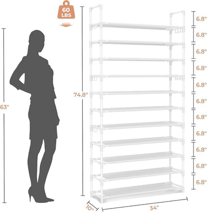 LANTEFUL 11 Tiers Tall Shoe Rack Holds 55 Pairs of Shoes - Image 3