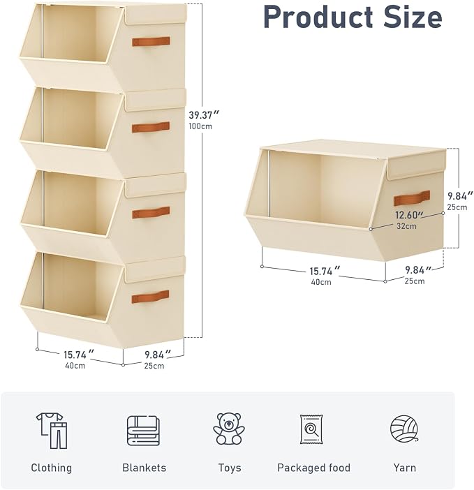 Stackable Closet Organizers and Storage Bins, Open Front Closet Shelf Organizer - Image 6
