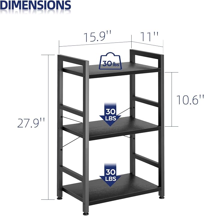 NUMENN 3 Tier Slim Bookshelf, Tall Freestanding Open Storage Bookcase - Image 3