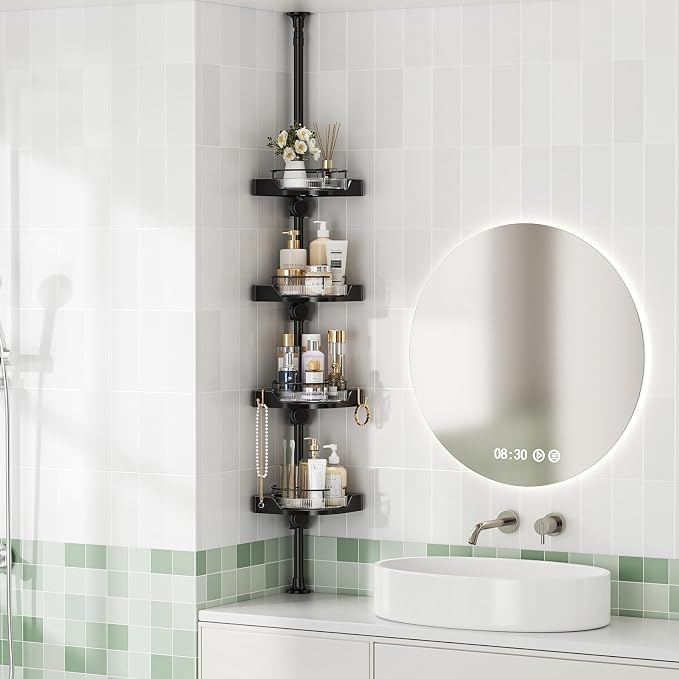 akinbas 360° Rotating Shower Caddy Tension Pole - Image 3