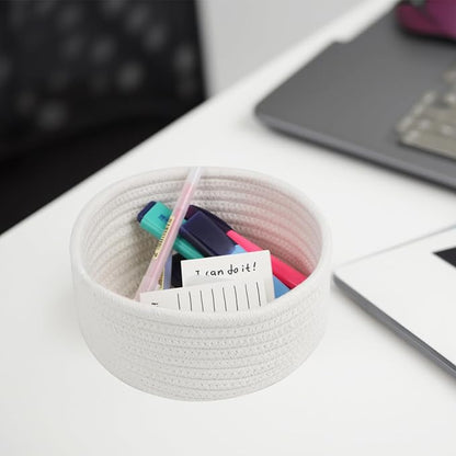 Set of 3 Small Woven Baskets, Cotton Rope Baskets - Image 2