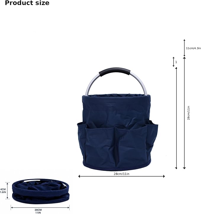Cleaning Caddy with Handle, Foldable 17L Cleaning Supplies Basket with 6 Pockets - Image 3