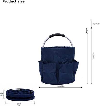 Cleaning Caddy with Handle, Foldable 17L Cleaning Supplies Basket with 6 Pockets - Image 3