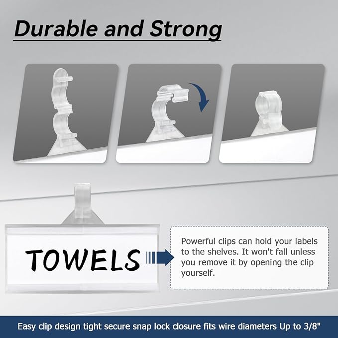 25Pcs Wire Shelf Label Holder, Reusable Plastic Shelf Tags - Image 3