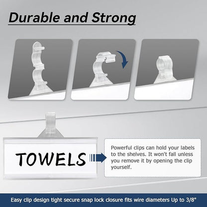 50Pcs Wire Shelf Label Holder, Reusable Plastic Shelf Tags - Image 3
