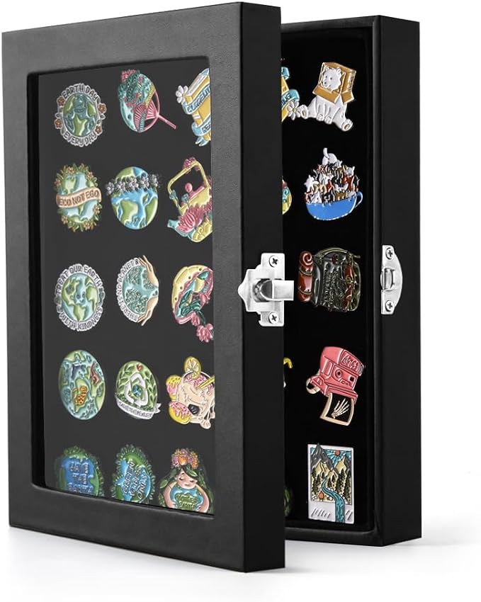 7.8 x 5.9 Inches Small Pin Display Case, Dustproof Pin Collection Showcase by Wanshui