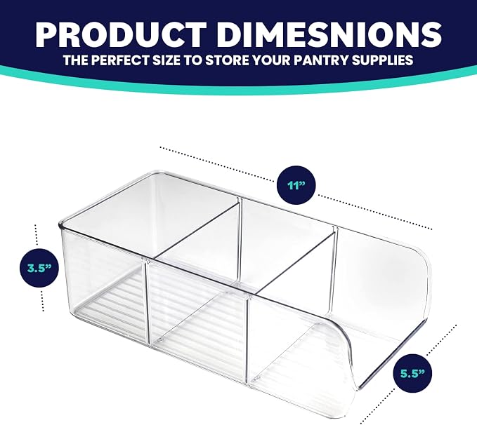 ELTOW 4-Pack Snack Organizer, 3-Compartment Plastic Bins - Image 4