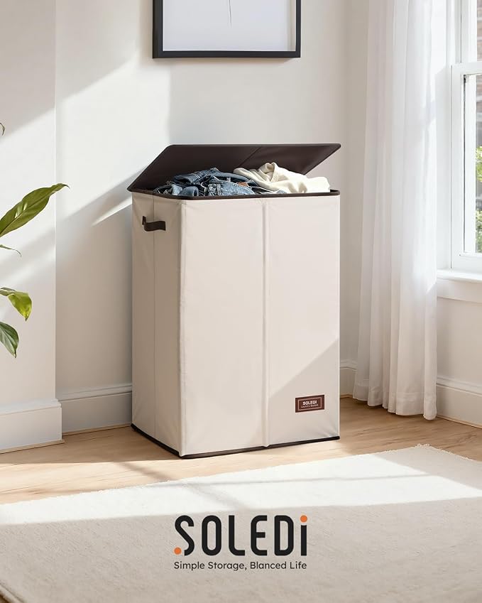 SOLEDI Laundry Hamper with Lid 130L Large & Tall Collapsible Laundry Basket - Image 8