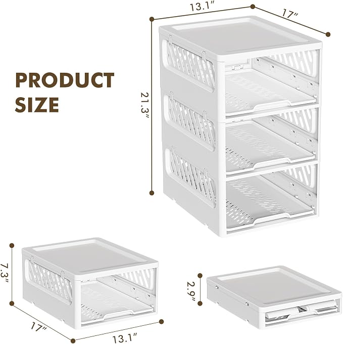 3 Pack Stackable Closet Storage Basket - Image 4