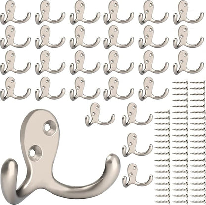 IBosins 28 Pack Heavy Duty Double Prong Coat Hooks Wall Mounted by IBosins