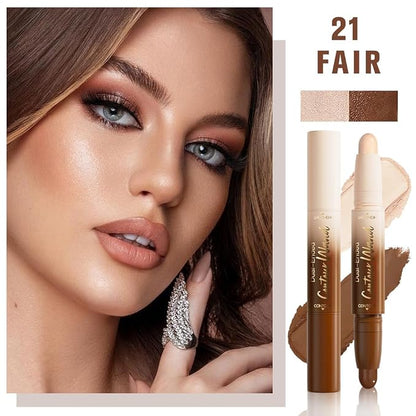 evpct Nuetral Nude & Beige Cream Contour Stick Face Body Makeup Dual Ended - Image 2