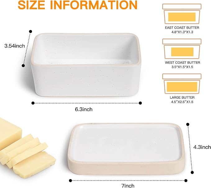 Ceramic Butter Dish with Lid，Large Butter Dish - Image 2