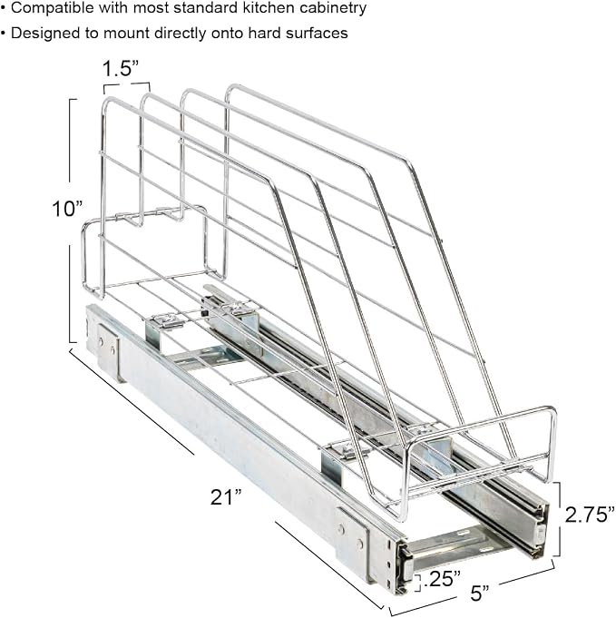 Household Essentials Glidez Multipurpose Chrome-Plated Steel Pull-Out/Slide-Out - Image 2