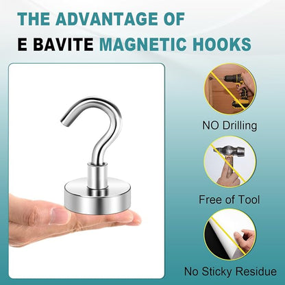 E BAVITE Heavy Duty Magnetic Hooks, 50 LBS Strong Neodymium Magnet Hook | - Image 2