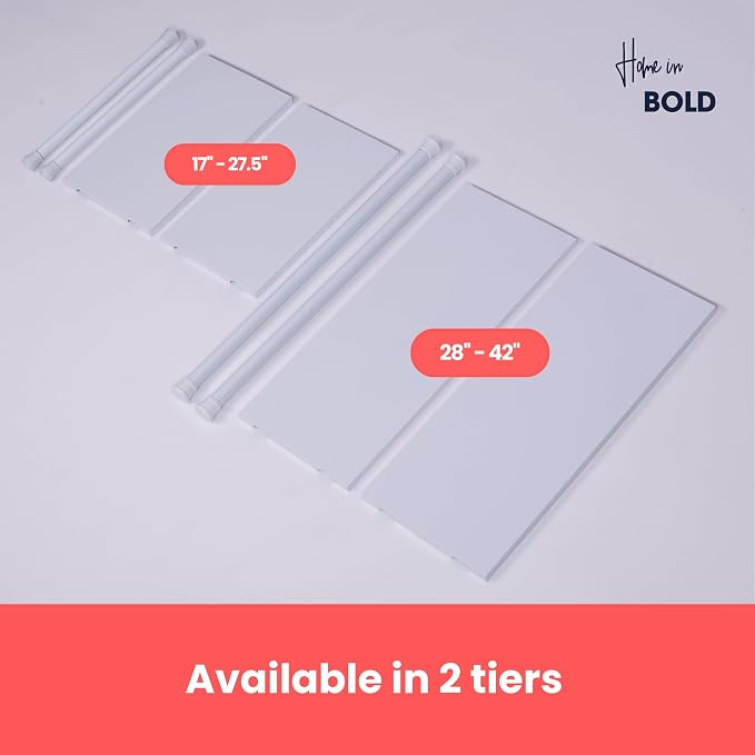 Home in Bold Tension Rod Shelving Expandable Closet Tension Shelf Storage Rack - Image 8