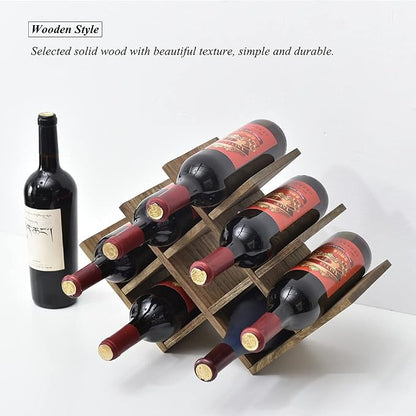 KIRIGEN Wooden Wine Rack, 8-Bottle 3-Tier Countertop Wine Holder, Holds 8 - Image 8