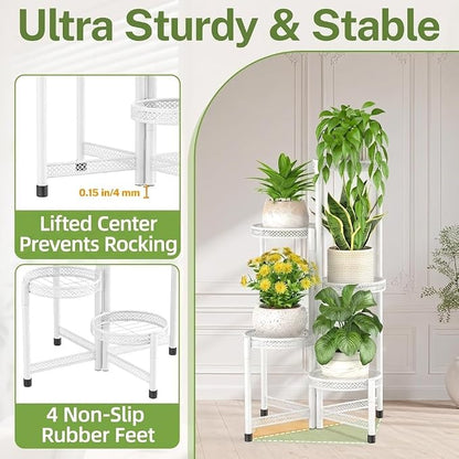 iDavosic.ly Plant Stand Indoor Outdoor, 5 Tier Corner Metal Flower Display - Image 4