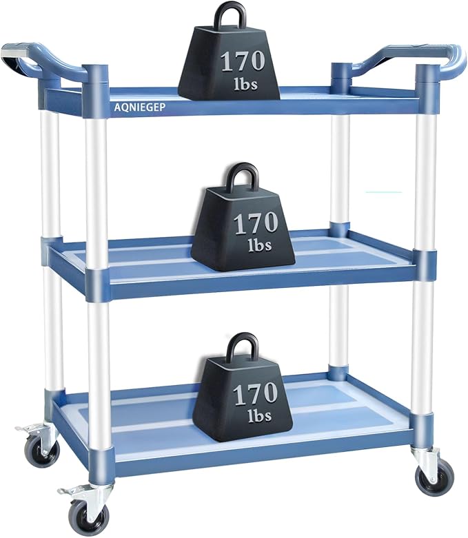 AQNIEGEP Utility Cart with Wheels, 510lbs Heavy-Duty Food Kitchen Cart & - Image 9
