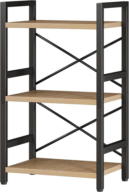 Homeiju Bookshelf, 3 Tier Industrial Bookcase, Metal Small Bookcase, Rustic - Image 9