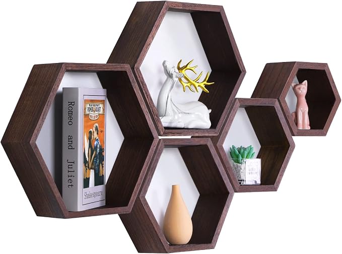 Hexagon Shelves, Floating Wall Shelf, Honeycomb Octagon Cube Shelves Wood | by PHOENANCEE
