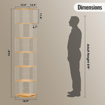 TAKEKIT 6-Tier Rotating Bookshelf, 360° Spinning Book Shelf Tower - Image 2