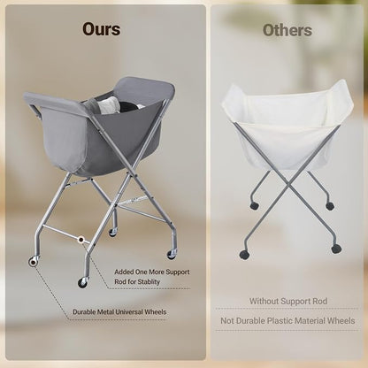 ELYKEN Laundry Basket with Wheels, Collapsible Laundry Hamper, Foldable Design - Image 6