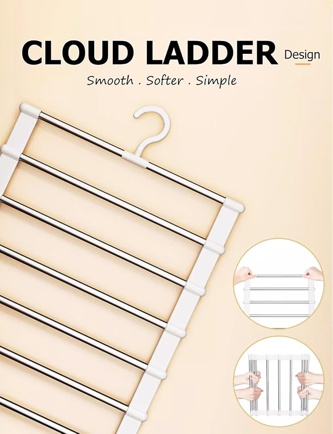 SEVEN LUCKY LIGHT 2Pcs Cloud Ladder Pants Hangers Space Saving - Image 2