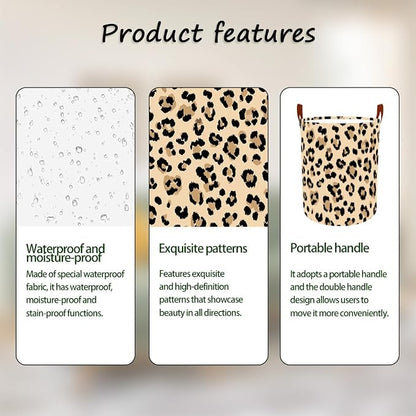 Laundry Baskets 15.7x19.7 Inch Large Classic Leopard Print Design Collapsible - Image 2