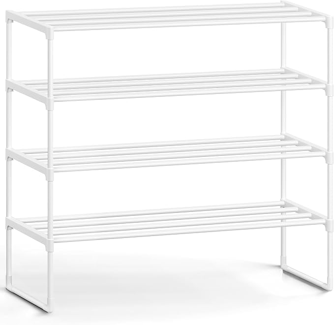 SONGMICS Shoe Rack, 4-Tier Shoe Organizer, Metal Storage Shelf, Upright or by Unknown