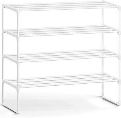 SONGMICS Shoe Rack, 4-Tier Shoe Organizer, Metal Storage Shelf, Upright or by Unknown