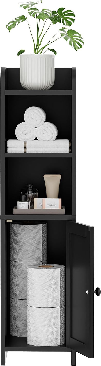 Homhedy Small Bathroom Storage Cabinet, Narrow Toilet Paper Cabinet | Corner - Image 9