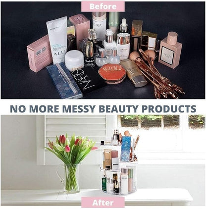 360 Rotating Makeup Organizer, Acrylic DIY Adjustable Bathroom Makeup Carousel - Image 8