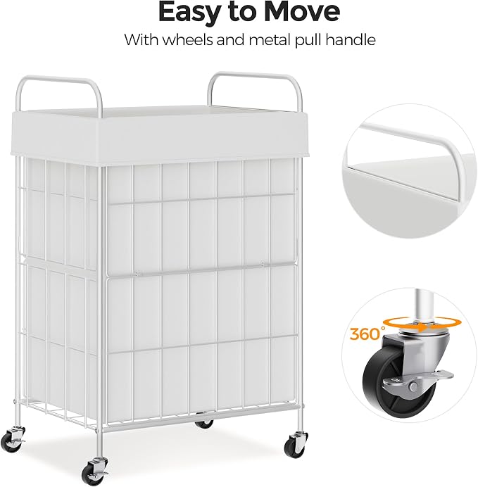 Laundry Hamper with Wheels, 90L Laundry Basket with Handle, Laundry Sorter with - Image 3