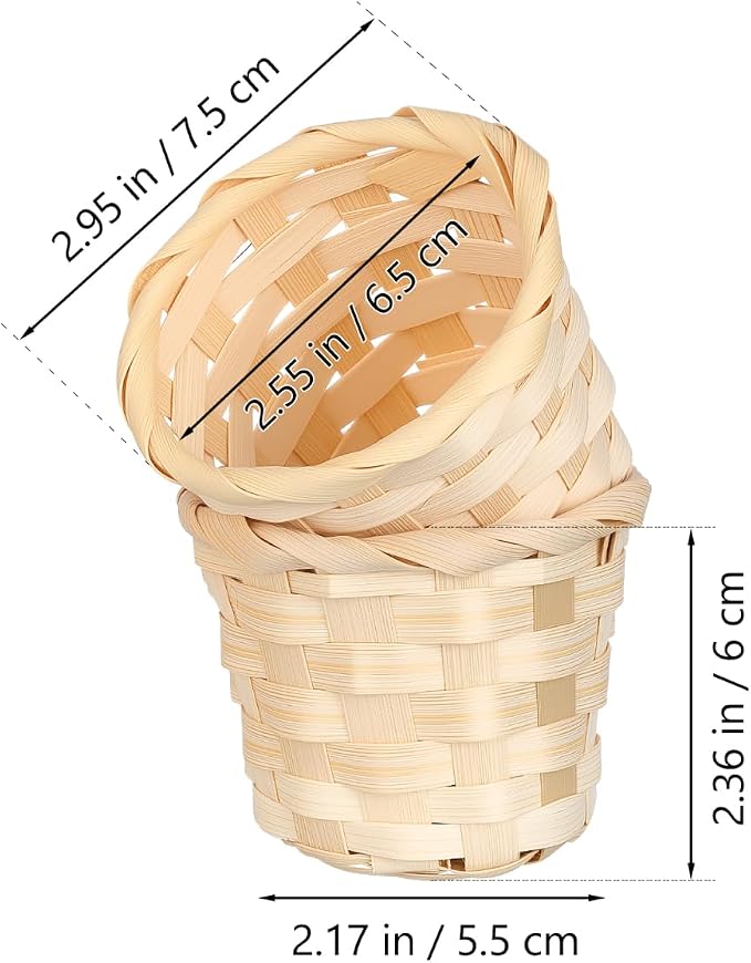 Happyyami 5 Pack Bamboo Woven Baskets Small Round Storage Containers - Image 4