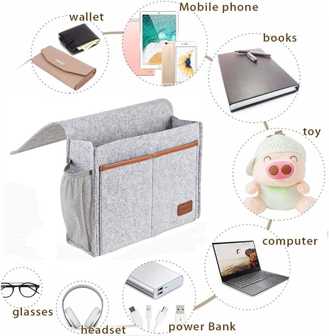 Bedside Caddy, Felt Bedside Storage Organizer, Hanging Storage - Image 8