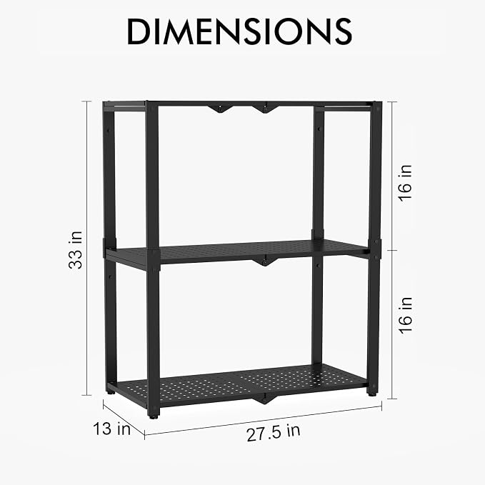 Hastatii 3-Shelf Storage Shelving Unit Metal Rack Heavy-Duty 28"x13.5"x33.5" - Image 3