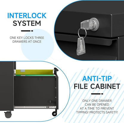 3 Drawer Mobile File Cabinet - Image 9