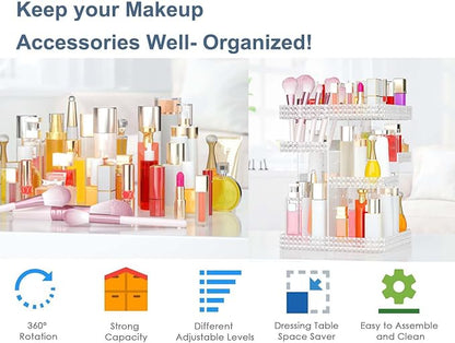 Rotating Makeup Organizer, Large Capacity Cosmetic Display Case, Acrylic - Image 6